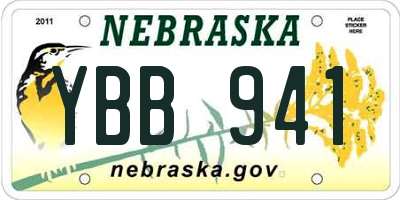 NE license plate YBB941