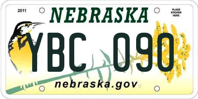 NE license plate YBC090