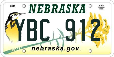 NE license plate YBC912