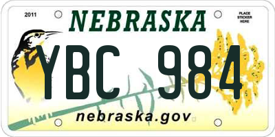 NE license plate YBC984