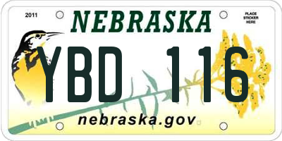NE license plate YBD116
