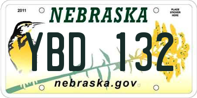 NE license plate YBD132