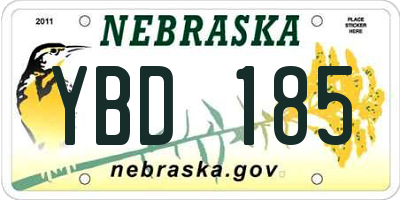 NE license plate YBD185
