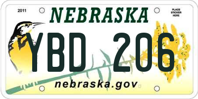 NE license plate YBD206