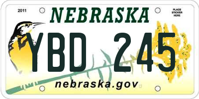 NE license plate YBD245