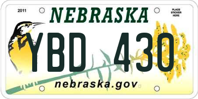 NE license plate YBD430
