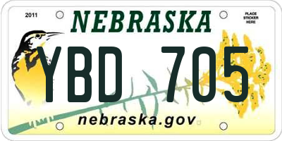 NE license plate YBD705