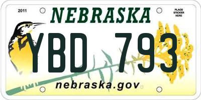 NE license plate YBD793