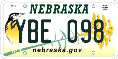 NE license plate YBE098