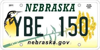 NE license plate YBE150