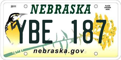 NE license plate YBE187