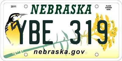 NE license plate YBE319