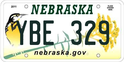 NE license plate YBE329