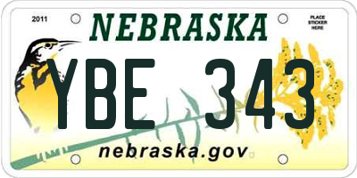 NE license plate YBE343