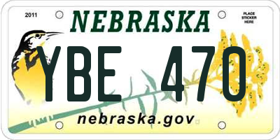 NE license plate YBE470