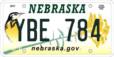 NE license plate YBE784