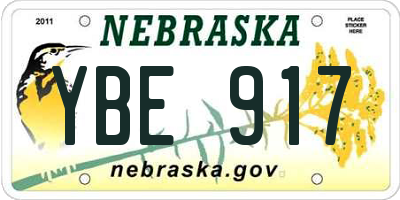 NE license plate YBE917