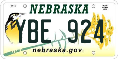 NE license plate YBE924