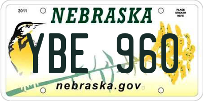 NE license plate YBE960