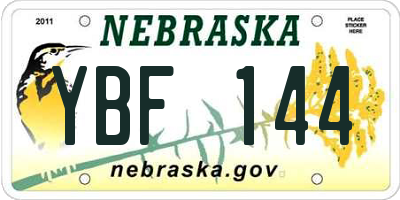 NE license plate YBF144