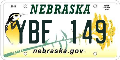 NE license plate YBF149
