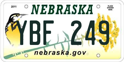 NE license plate YBF249