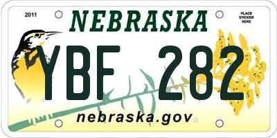 NE license plate YBF282