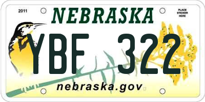 NE license plate YBF322