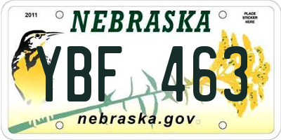 NE license plate YBF463