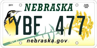 NE license plate YBF477