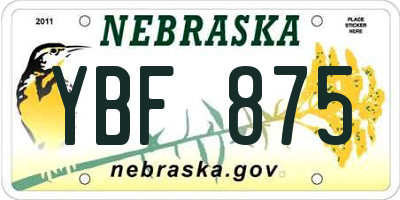 NE license plate YBF875