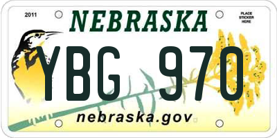 NE license plate YBG970