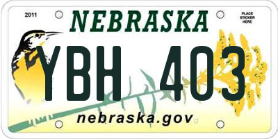 NE license plate YBH403