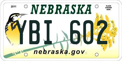 NE license plate YBI602