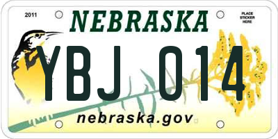 NE license plate YBJ014