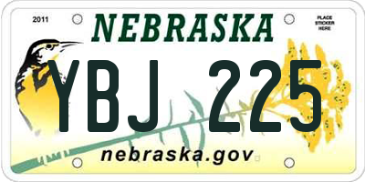 NE license plate YBJ225