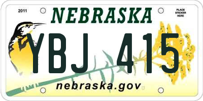 NE license plate YBJ415