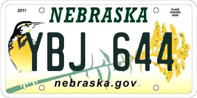 NE license plate YBJ644