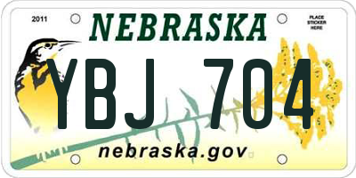 NE license plate YBJ704