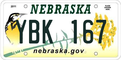 NE license plate YBK167