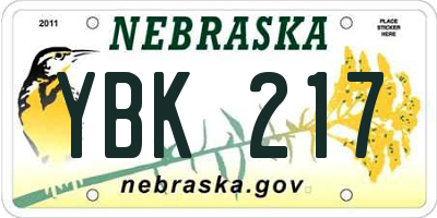 NE license plate YBK217
