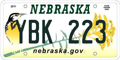 NE license plate YBK223