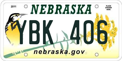 NE license plate YBK406