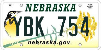 NE license plate YBK754