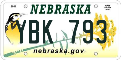 NE license plate YBK793