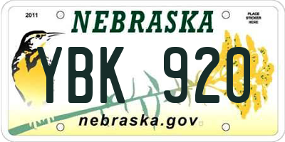 NE license plate YBK920