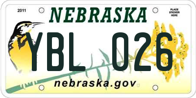 NE license plate YBL026