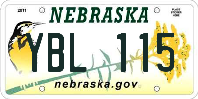 NE license plate YBL115