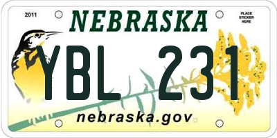 NE license plate YBL231