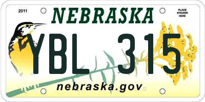 NE license plate YBL315
